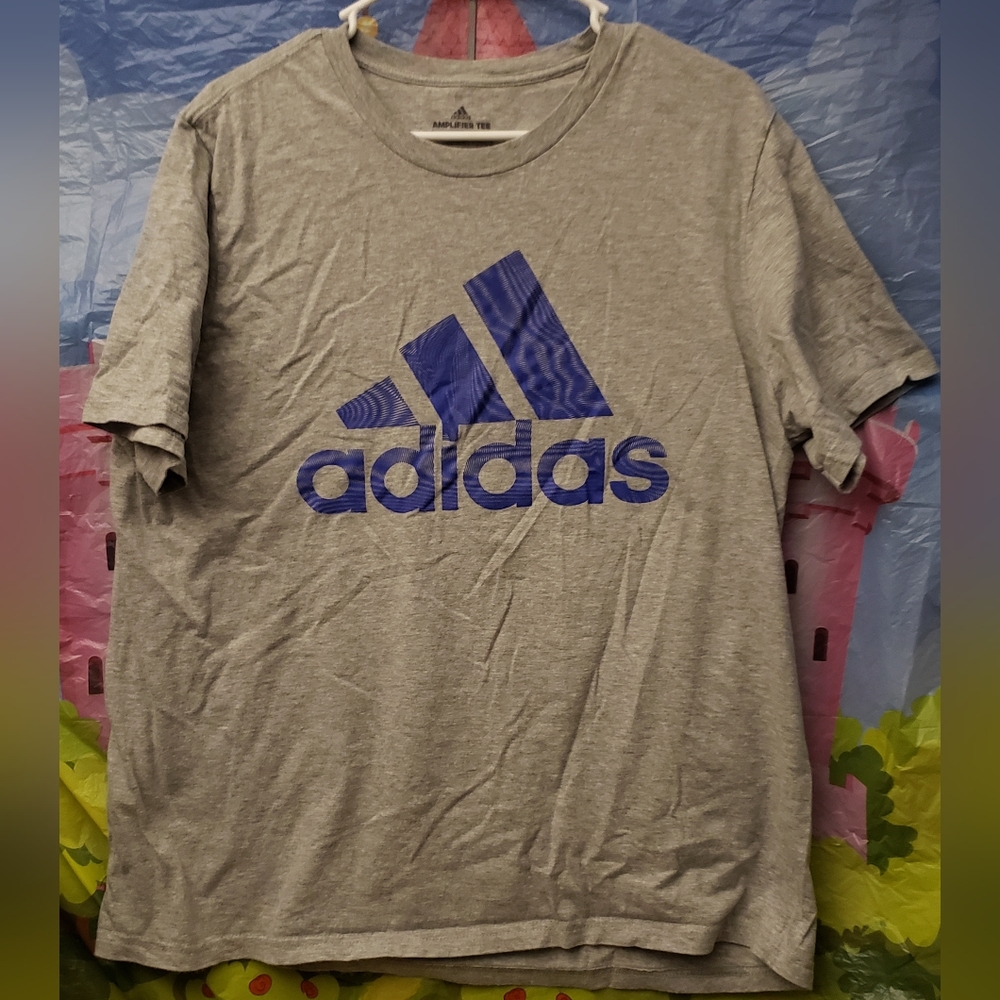 Wrinkly Grey and Purple XL Adidas Tee Shirt